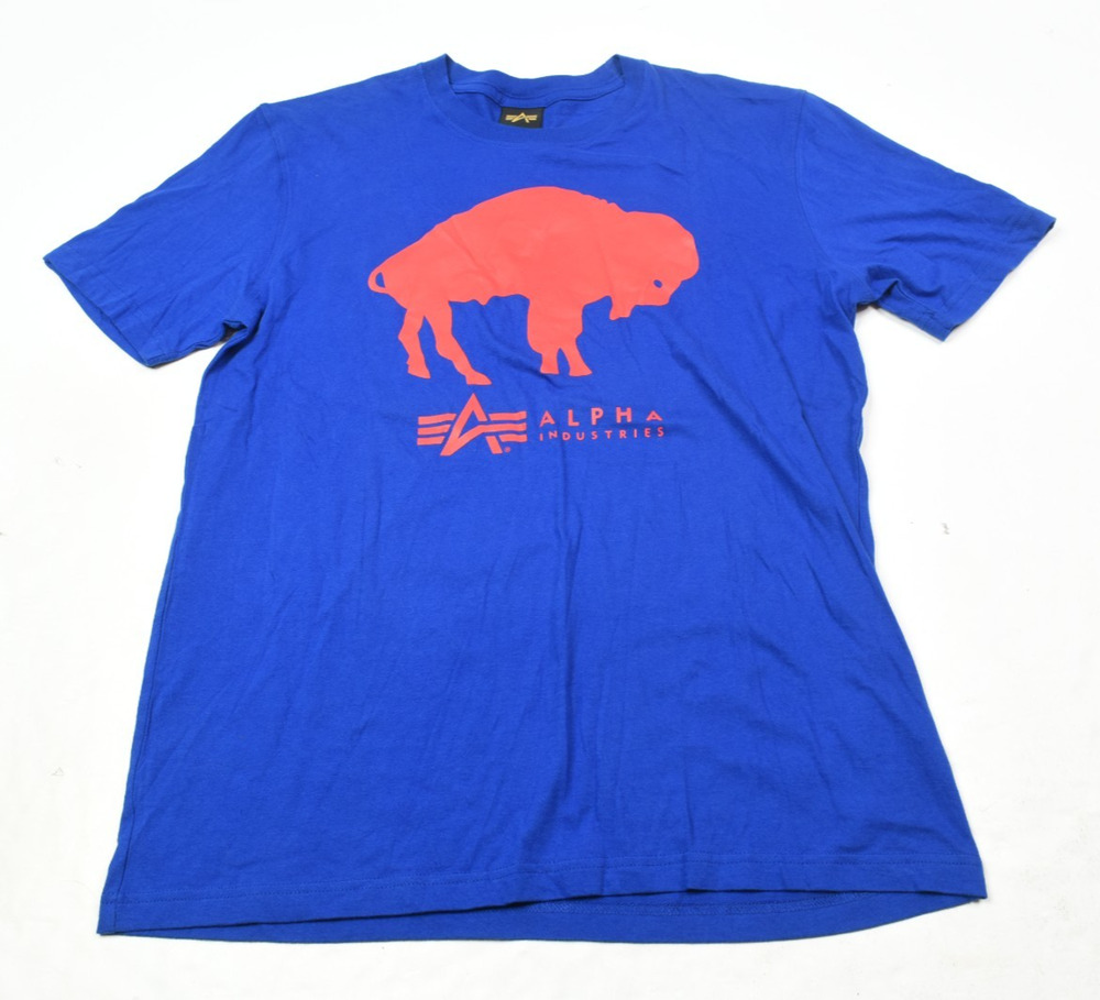 New Era Alpha Industries Bufalo Bills T-Shirt Mens Medium Blue Short Sleeve